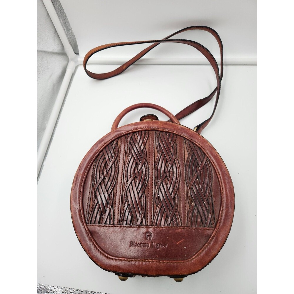 80s 90s ETIENNE AIGNER Leather Handbag Top Handle Satchel Crossbody Canteen Bag